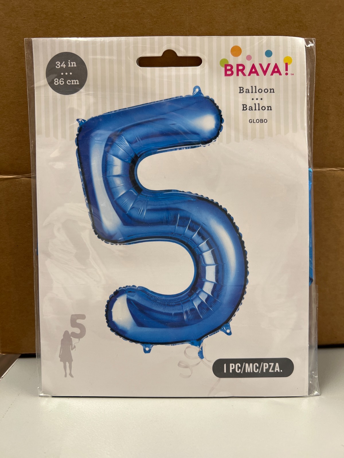 BRAVA! Number “5” Single PC 34” Mylar Balloon - Blue gallery