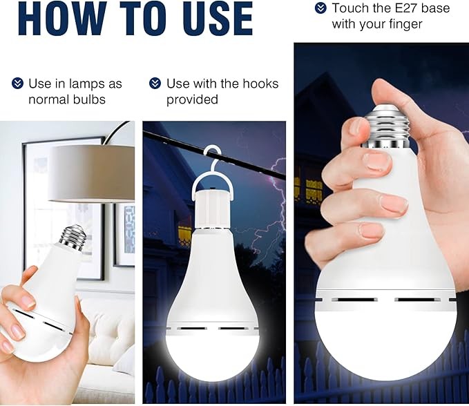 80W Equivalent 15W Rechargeable Emergency Light Bulb 1200mAh Battery Backup E27 gallery