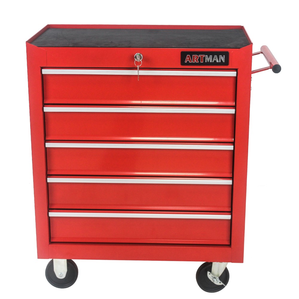 Black 5-Drawer Lockable Rolling Tool Chest Garage Storage Cabinet with Wheels