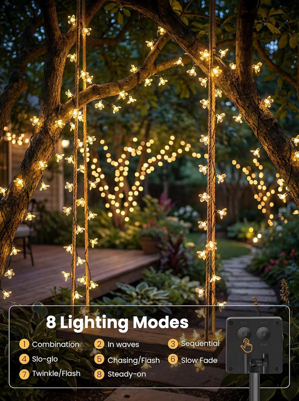 2 Pack 50 LED Solar String Lights Outdoor Waterproof Flower Solar Lights for Gar gallery