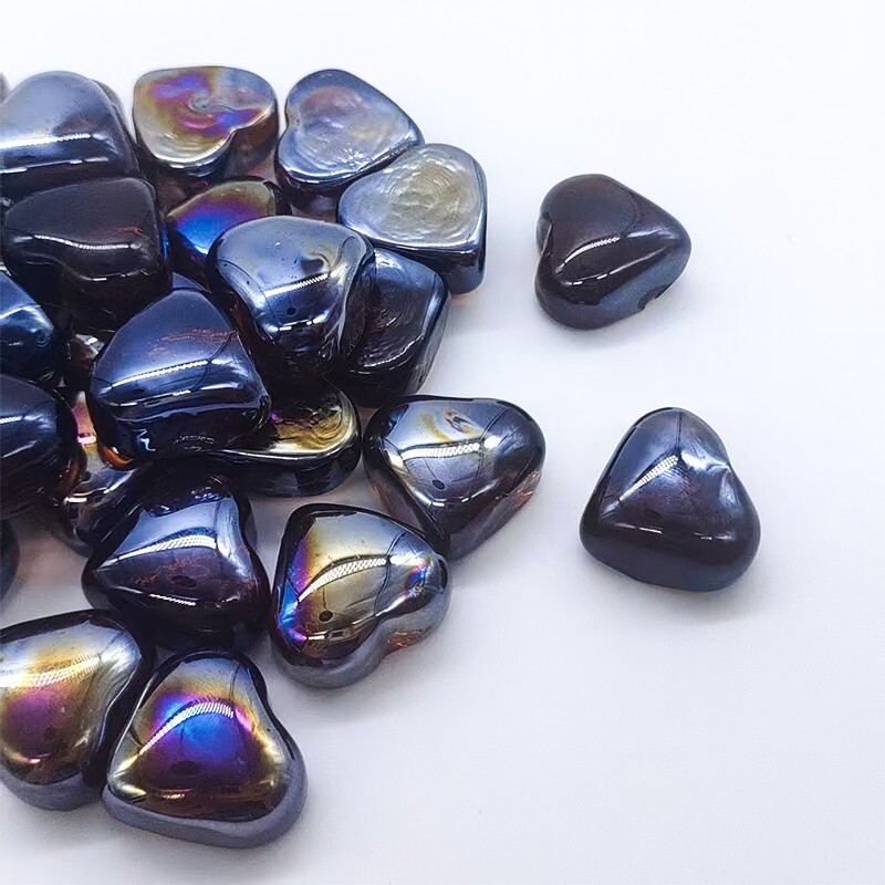 1" Heart Shaped Fireproof Glass Stone for Fire Pits, Fireplaces - Brown 1/3/5 lb gallery