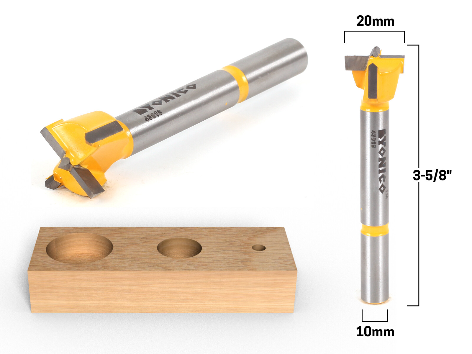20mm Diameter Carbide Forstner Drill Bit - 10mm Shank - Yonico 43019C gallery