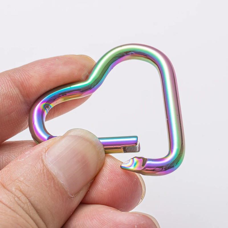 5Pcs 42X44Mm Laser Heart Shape Keychain Clip Cute Pink Snap Key Ring Hook Holder gallery