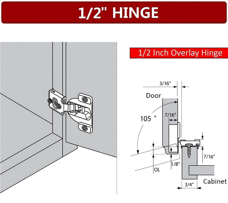 1/2" Overlay Soft Close Face Frame 105° Compact Door Cabinet Hinges Handware Lot gallery