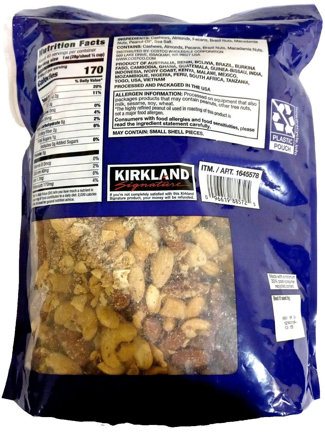 Kirkland Signature Extra Fancy SALTED MIXED NUTS 40 oz (2.5 lb) EXP 06/2025 gallery