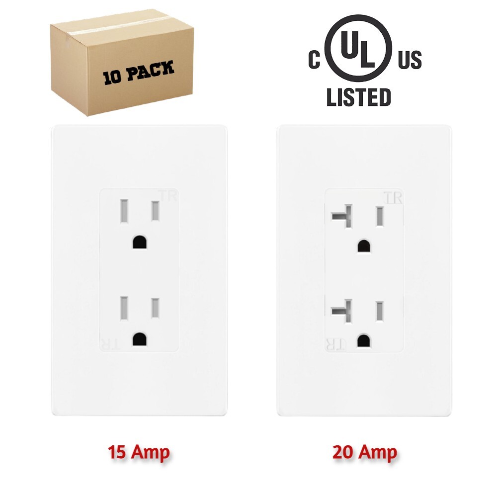 Outlet Decora Duplex Receptacle 15/20 Amp 125 Volt Tamper Resistant White 10pack gallery