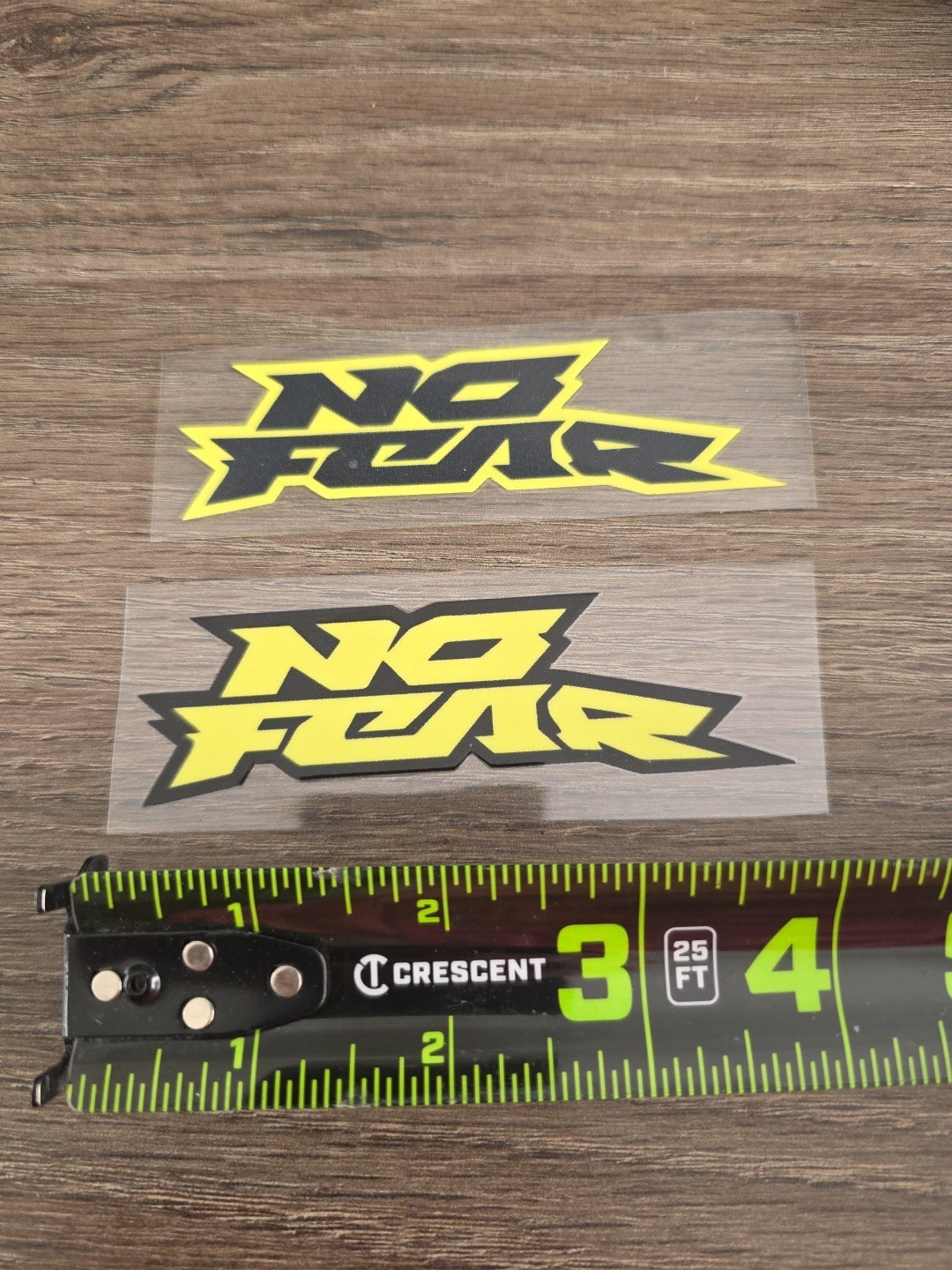 2X NO FEAR Yellow & Black Outlined Raised UVDTF DECAL STICKER Waterproof 4in gallery