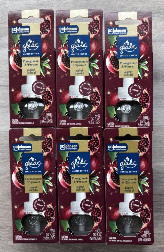 Glade PlugIns Pomegranate & Currant Scented Oil Refills 0.67oz Lot Of 6