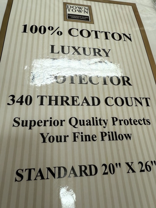 Pillow Protector Standard 20x26” 340 Thread Count 100% Cotton Zipper New 👀🔥 gallery