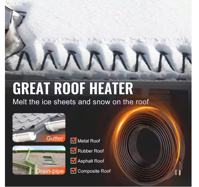 VEVOR Self-Regulating Pipe Heating Cable 140FT 5W/FT Heat Tape Pipes & Roof New gallery