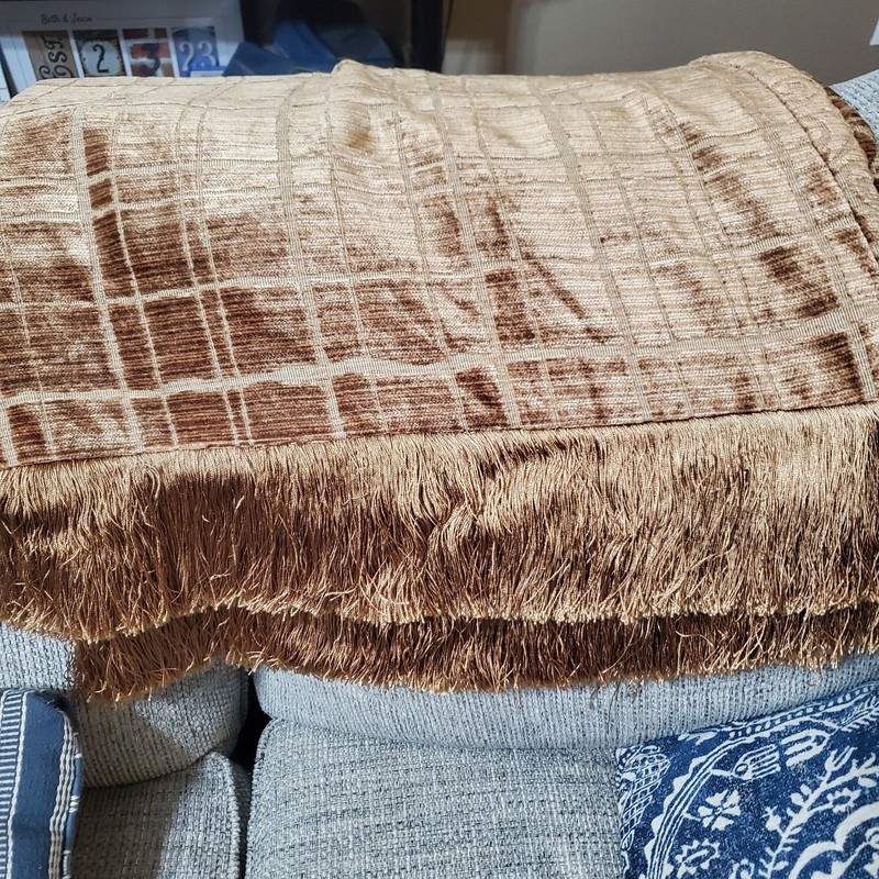 Brown Grid Pattern Throw Blanket Shawl Fringe Trim | Weighs 7.2 Lbs gallery