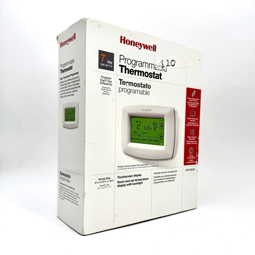 Honeywell RTH7600 Touchscreen Programmable Thermostat White Digital New Open Box