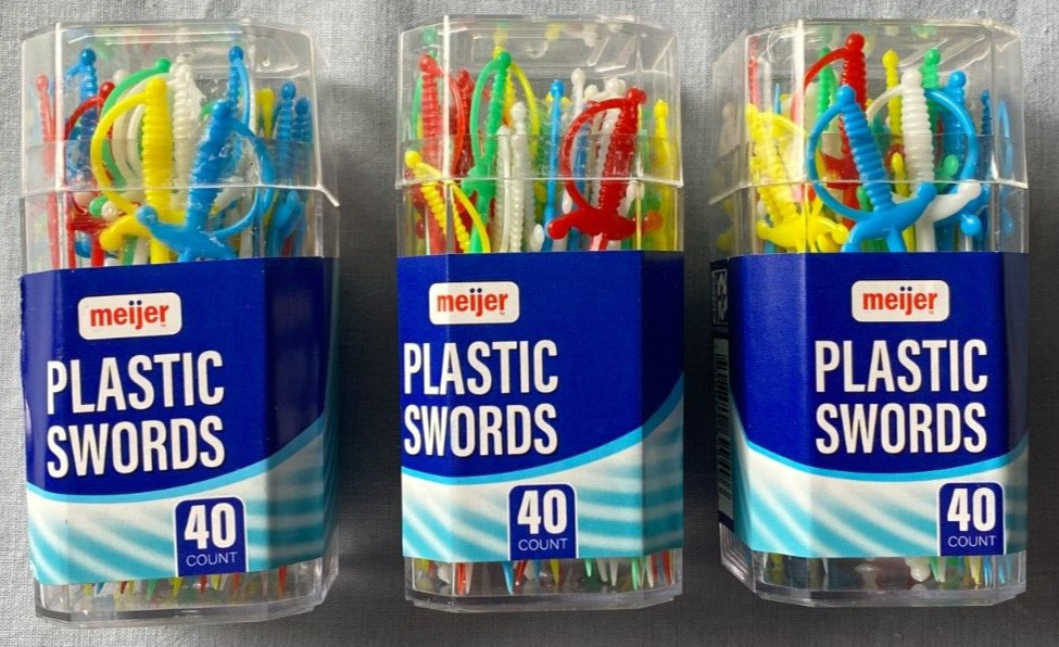 Meijer Plastic Swords Multicolor 40 Count Each Lot of 3 NEW gallery