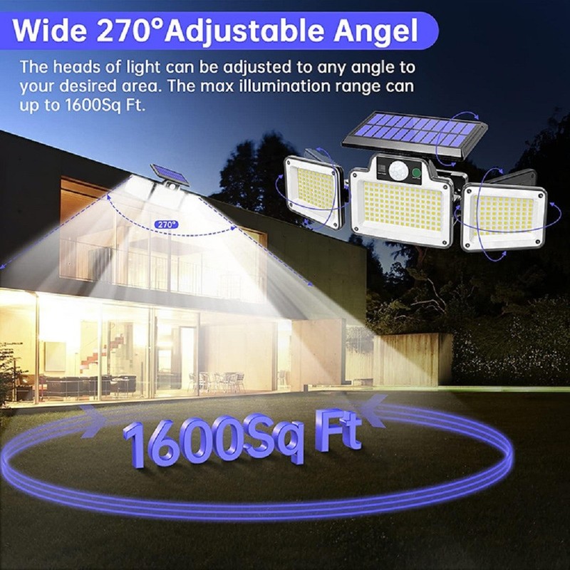 2 Pack 280 LED Motion Sensor Solar Lights Outdoor IP65 Waterproof Security Lamp gallery