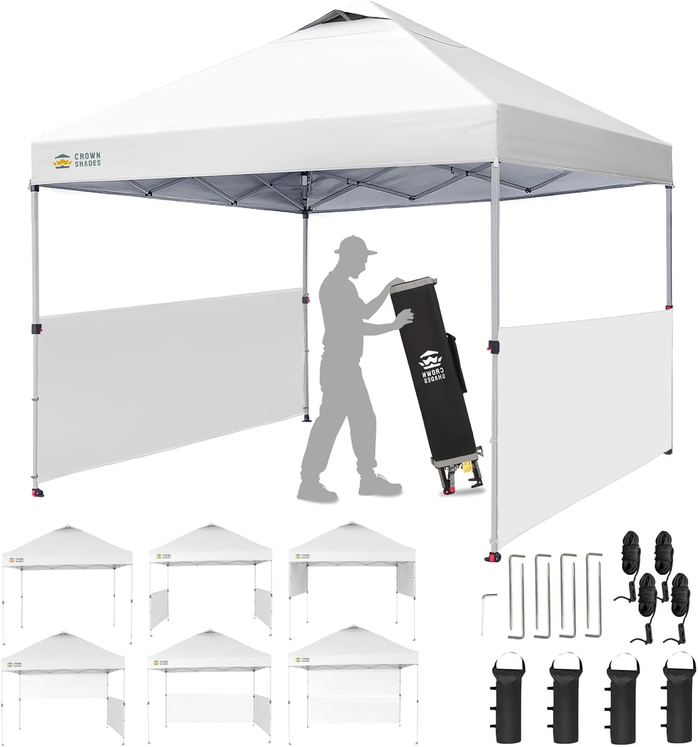 10x10 Pop up Canopy Tent Instant Canopy 150D Silver Coated Fabric Including 2 US gallery