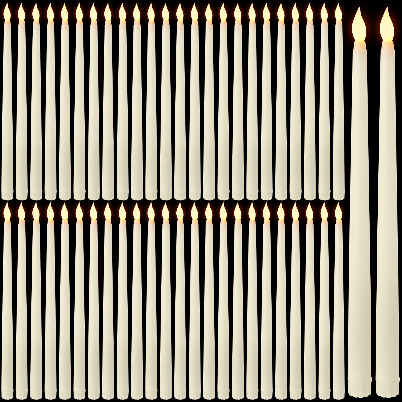 Pcs 12.4 Inch LED Flameless Taper Candles Battery Operated Ivory Bulk gallery