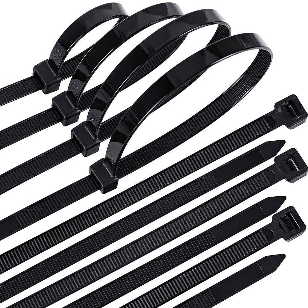 100 BLACK CABLE ZIP TIES Heavy Duty UV Resistant UL 4" 6" 8" 12" 15" 18" 24" 36" gallery