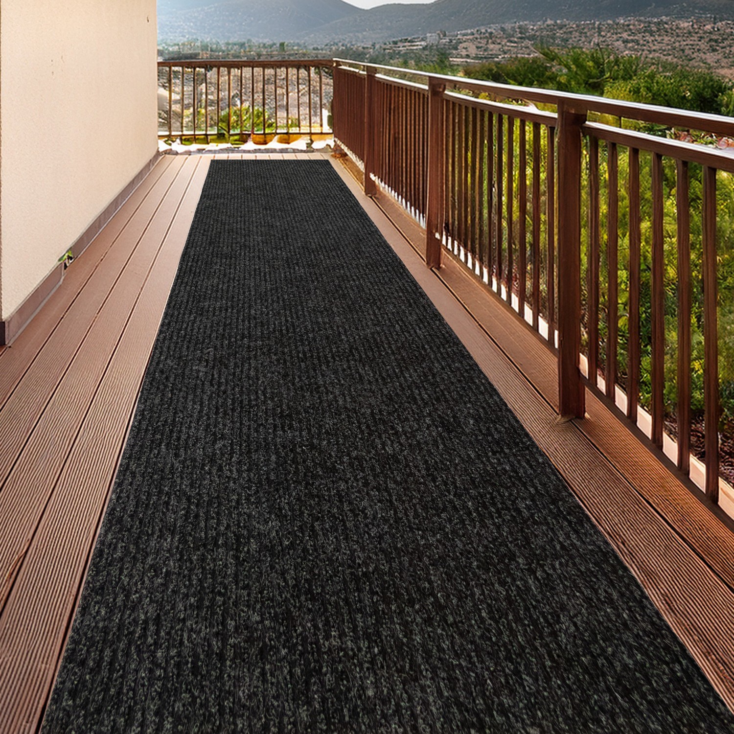 Custom Size Anti-Slip Dark Gray Outdoor Runner Rug gallery