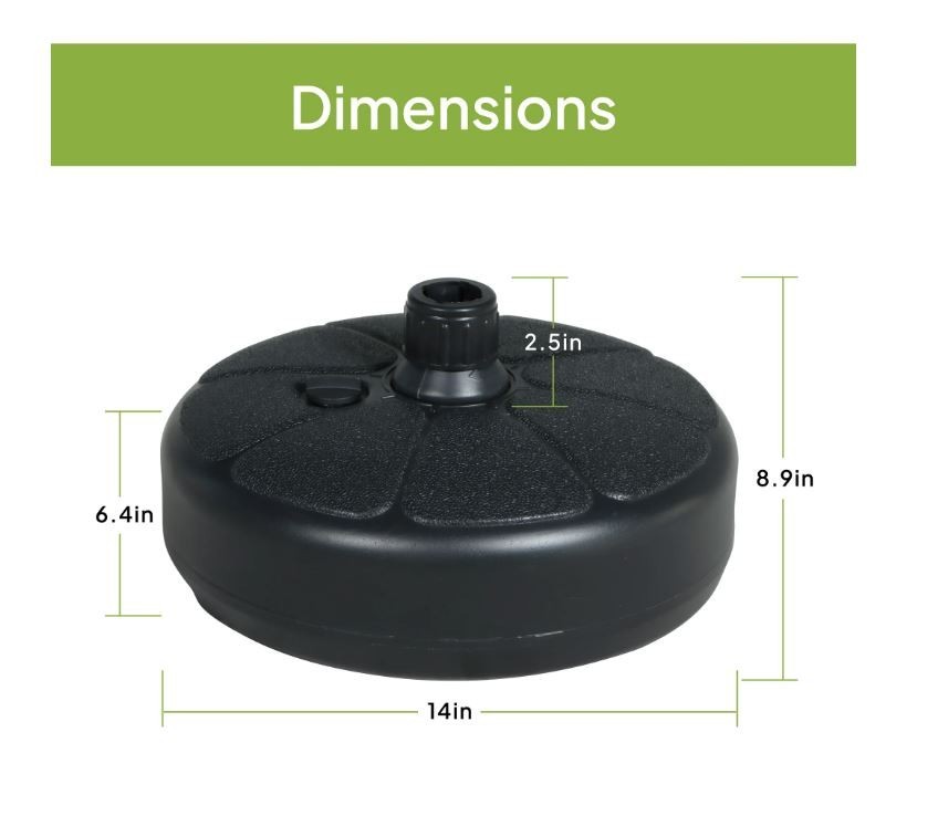 Mainstays 26lb Outdoor Fillable Round Resin Opp Umbrella Base Black gallery