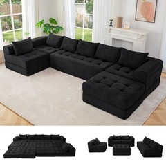 MAXYOYO Modular Sectional Sofa Couch,Convertible Floor Sofa Lounger with Pillows