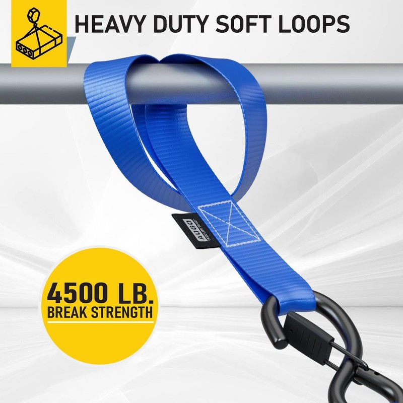 Soft Loop Tie Down Straps - 1,500 Load Capacity & 4,500 Lbs Breaking Strength... gallery