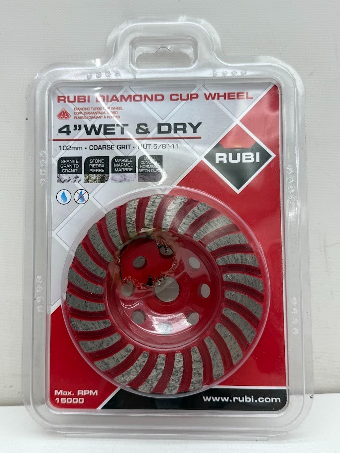 RUBI Model #31921 Stone Cup Wheel Diamond 4" Grinding Wheel For Stone/Granite gallery