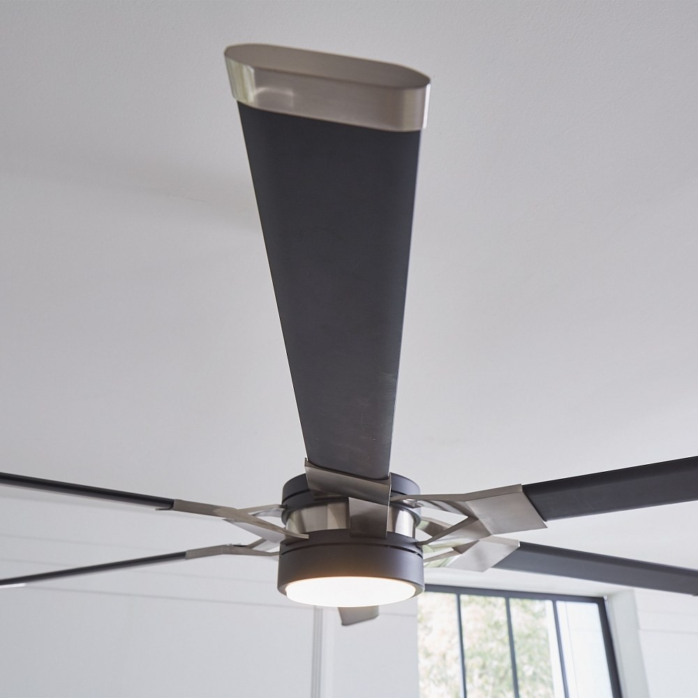 62 Inch 6 Blade Ceiling Fan with Light Kit-Matte White with Brushed Steel Finish gallery