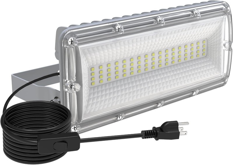 500W Equivalent LED Flood Light with Plug & Switch & 6.5ft Cord, 6500LM 85-277V gallery