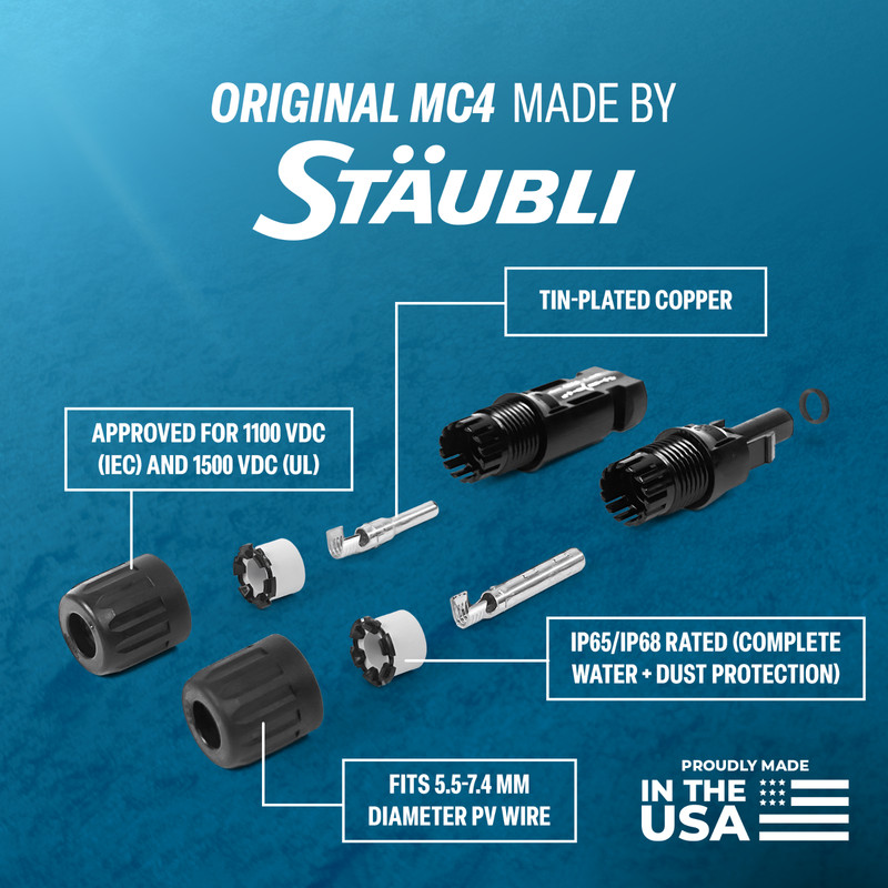 TEMCo Solar Panel Extension Connector 8, 10 or 12 AWG PV Cable Wire gallery