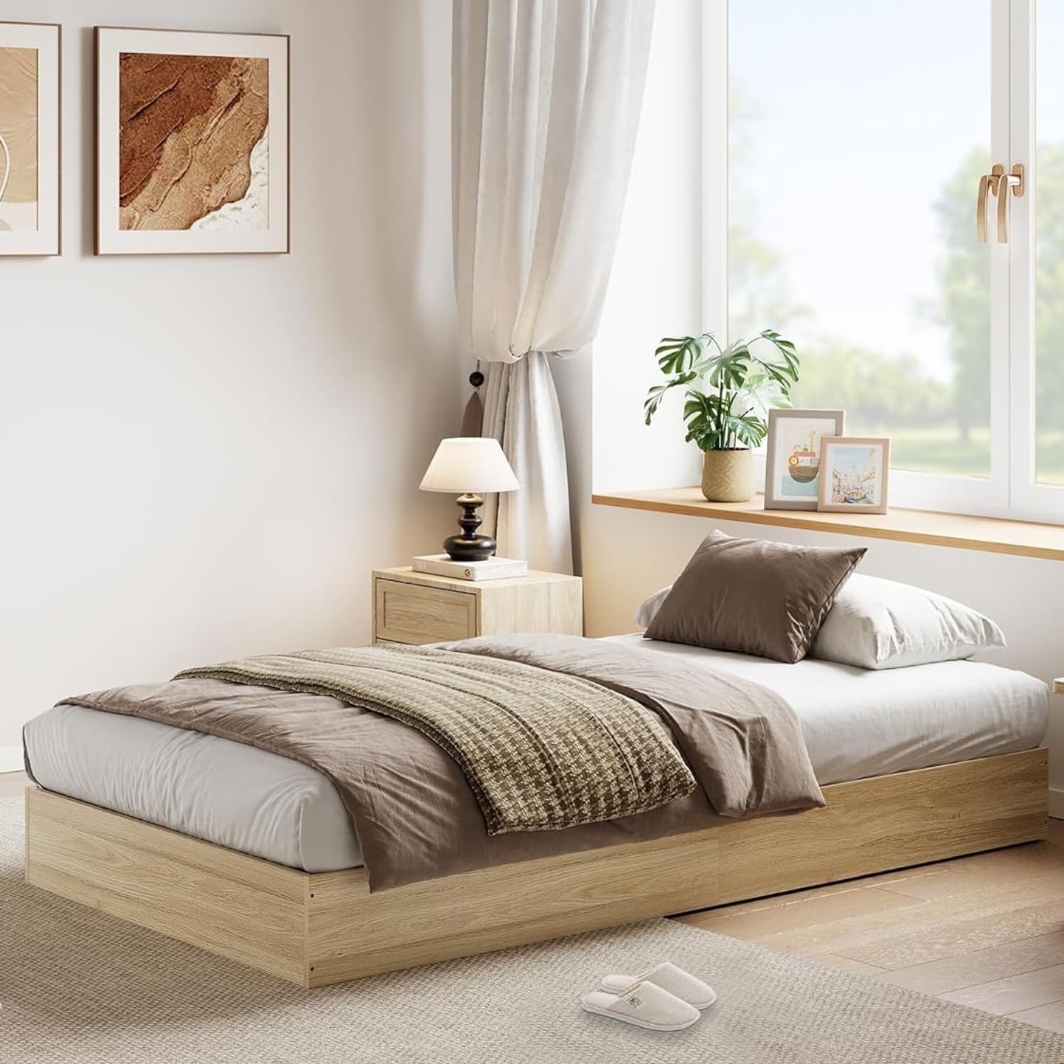 Wood Platform Bed Frame Without Headboard Bed Frame Easy Assembly Multiple Sizes gallery