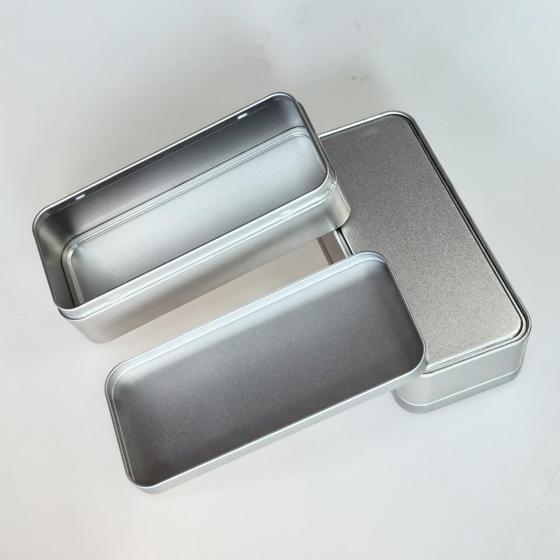 Rectangular Metal Empty Tins 7 PCS Set 5.9x2.75x1.57 inches Silver gallery