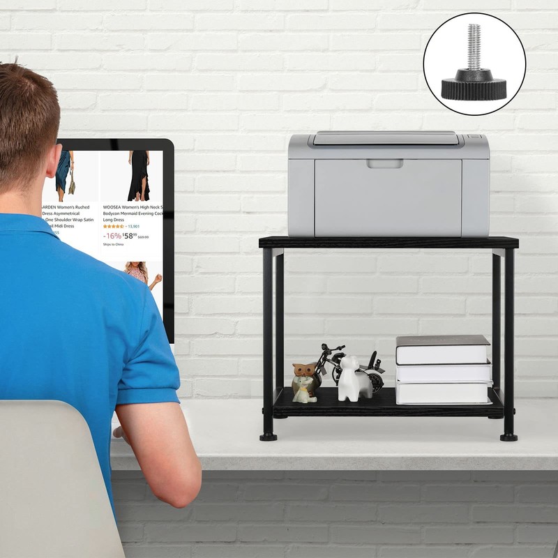 Black 2Tier Rolling Printer Stand Under Desk Mobile Table Scanner Fax Rack gallery