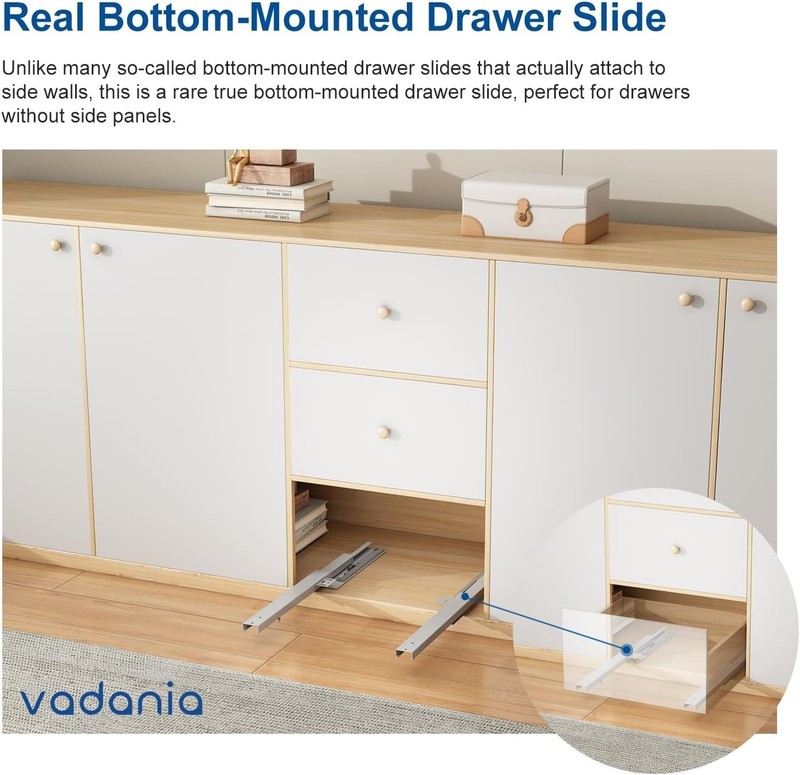 22" Soft Close Undermount Drawer Slide - Elegant Bottom Mount, 88 lb Capacity gallery