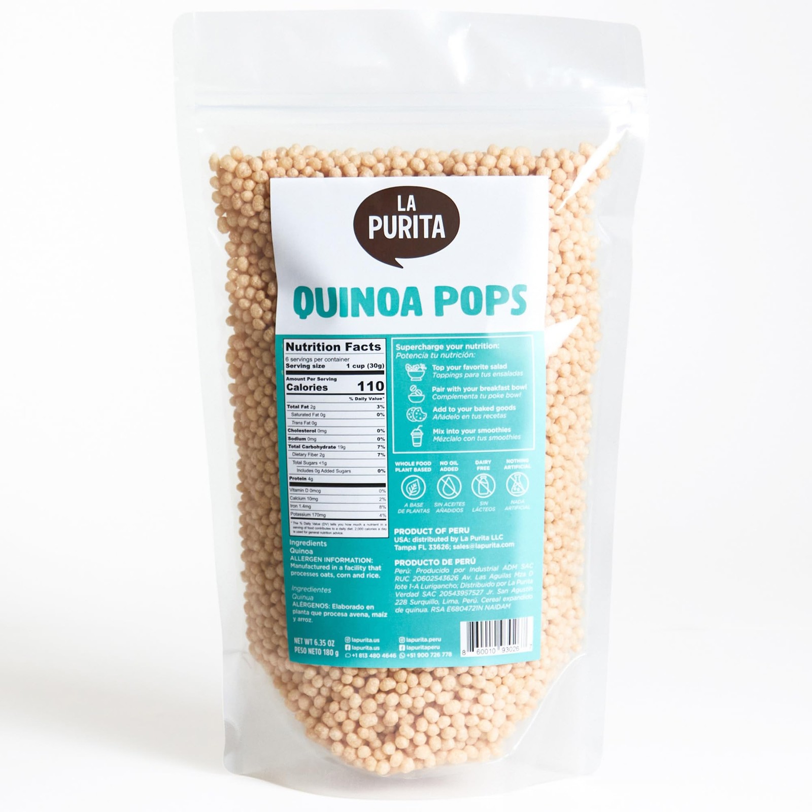 Puffed Quinoa Pops – Healthy Protein Cereal, Gluten-Free, Sugar-Free, Vegan S... gallery