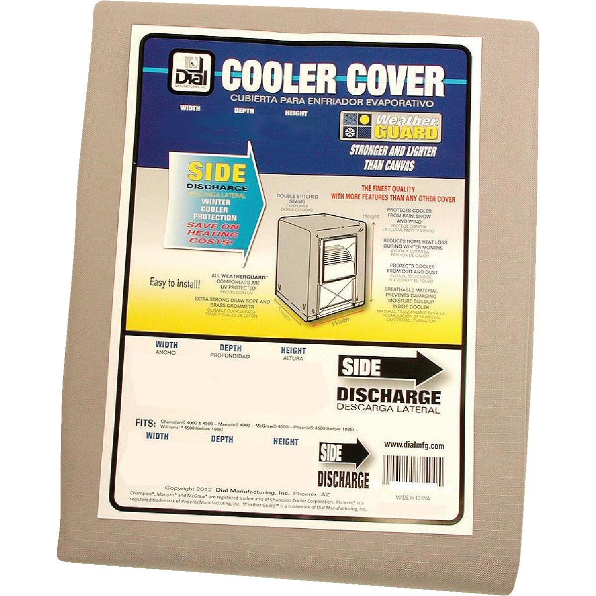 28 In. W x 28 In. D x 34 In. H Polyester Evaporative Cooler Cover, Side gallery