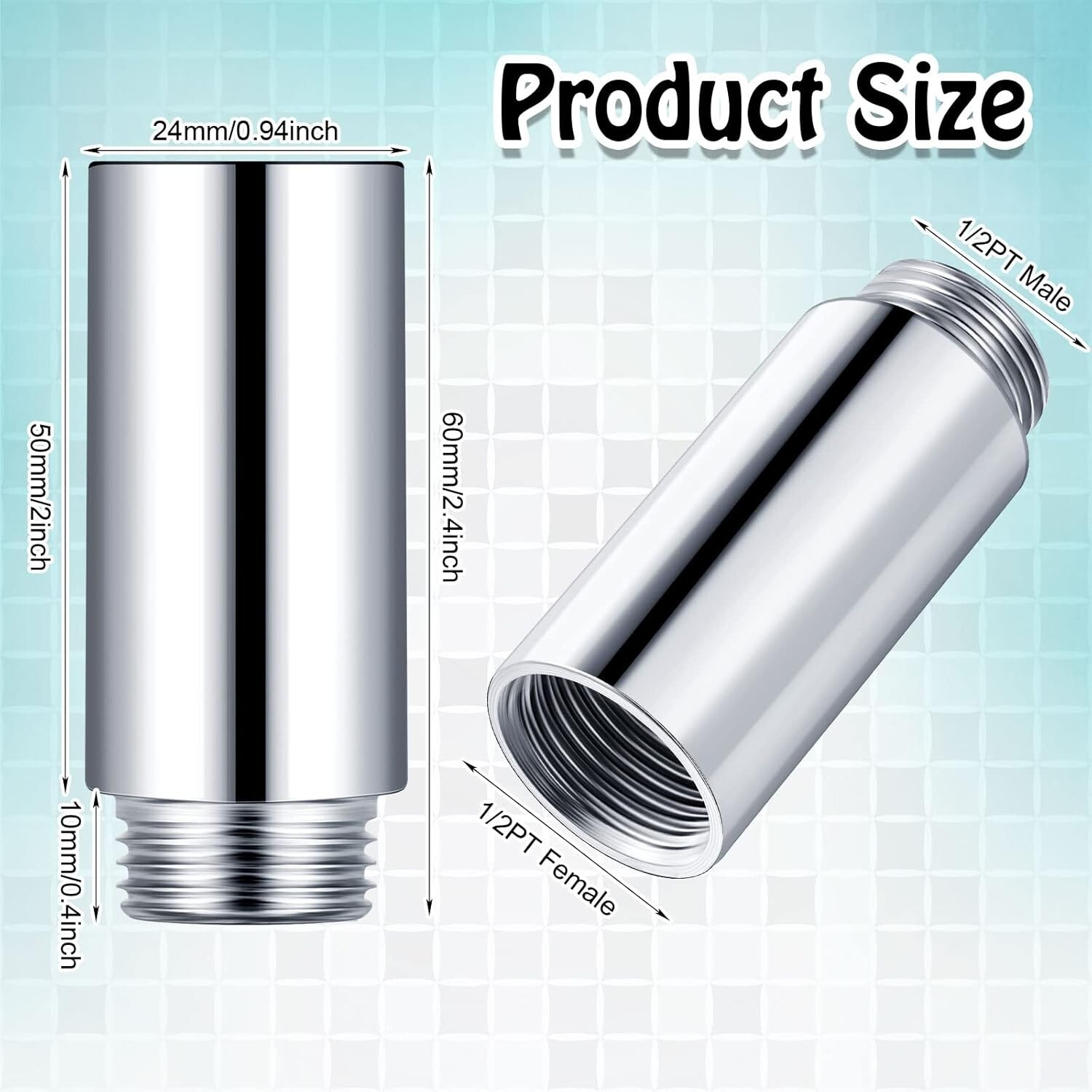2 Pcs Shower Head Extension Arm Stainless Steel Shower Head Extender Shower Pipe gallery