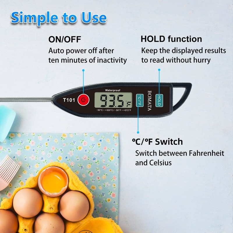 BOMATA Digital Water Thermometer for Water, Liquid, Candle and Cooking. Black gallery