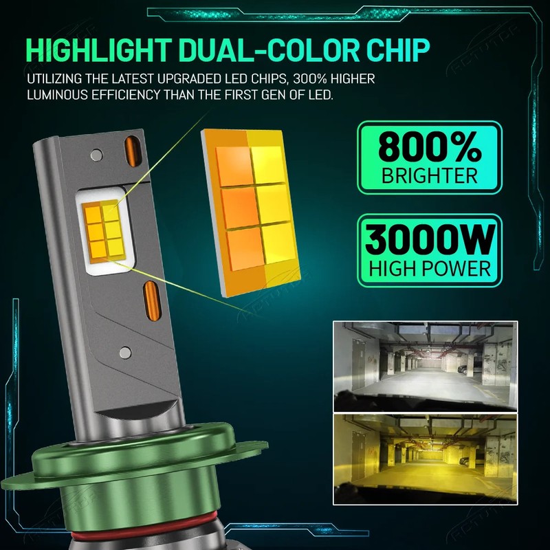 9005 LED Headlight Bluetooth APP Control Color 3000W H4 H7 LED H1 H11 Auto Bulbs gallery