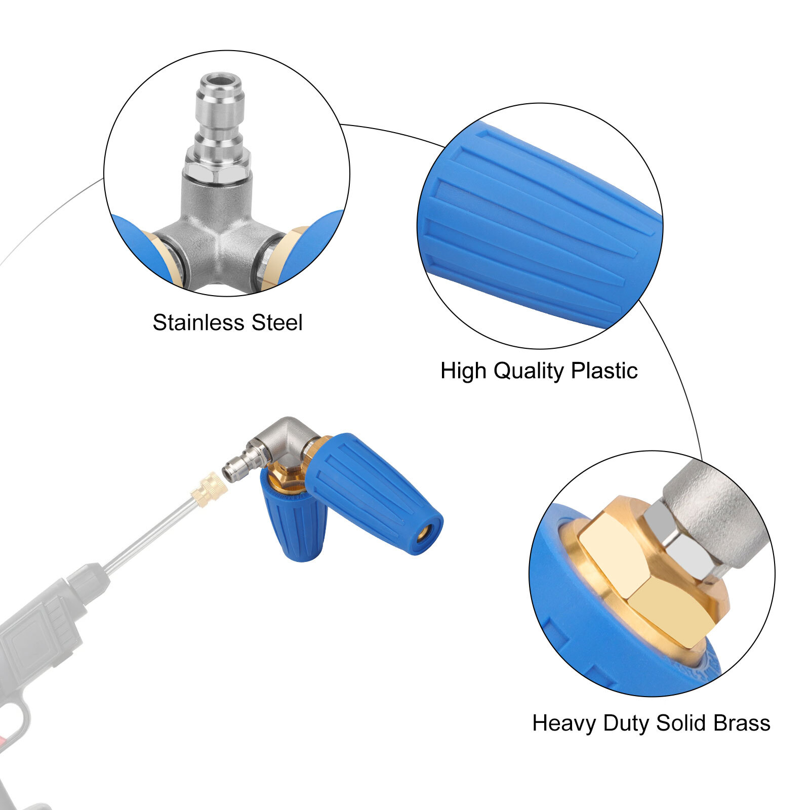 4000PSI Original Pressure Washer Rotating Dual Turbo Nozzle Tip1/4" 4-6GPM gallery