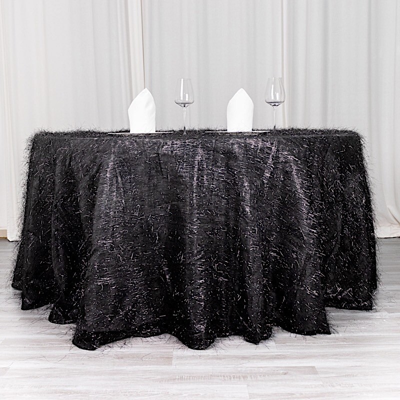 120 in Metallic Tinsel Polyester Round TABLECLOTH Party Events Decorations gallery