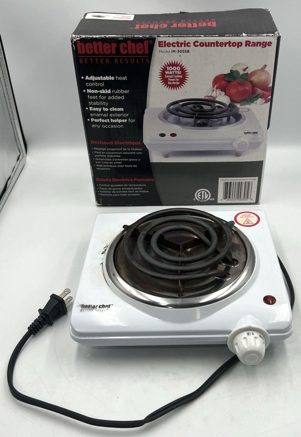 Better Chef IM-305SB Electric Hot Plate Single Burner 1000W Countertop Range gallery