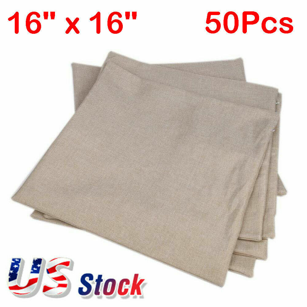 50Pcs 16" Upgraded Linen Sublimation Blank Pillow Case Cushion Cover DIY Printed gallery
