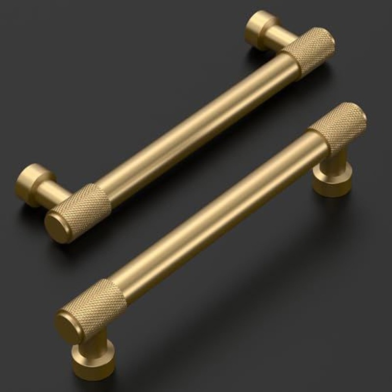 10-Pack Knurled Cabinet Pulls 5in 128mm Hole Center Champagne Bronze Bar Handles gallery