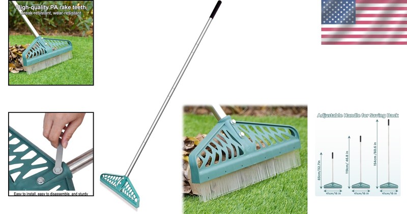Adjustable Artificial Turf Rake 32-61 Inches - Durable Stainless Steel Design gallery