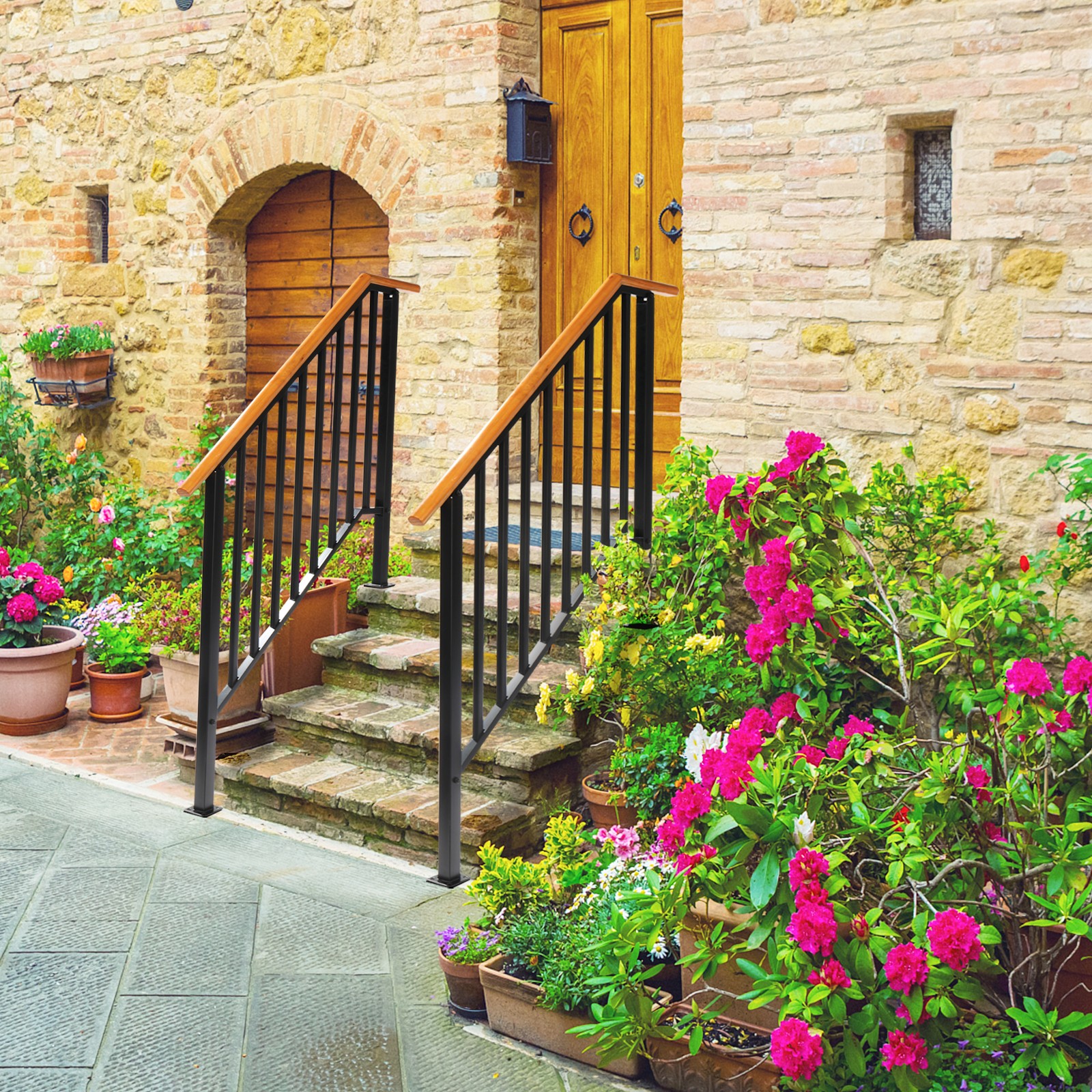 Handrails for Outdoor Steps 4 Step Railing Steel Metal Hand Rails for Porch gallery