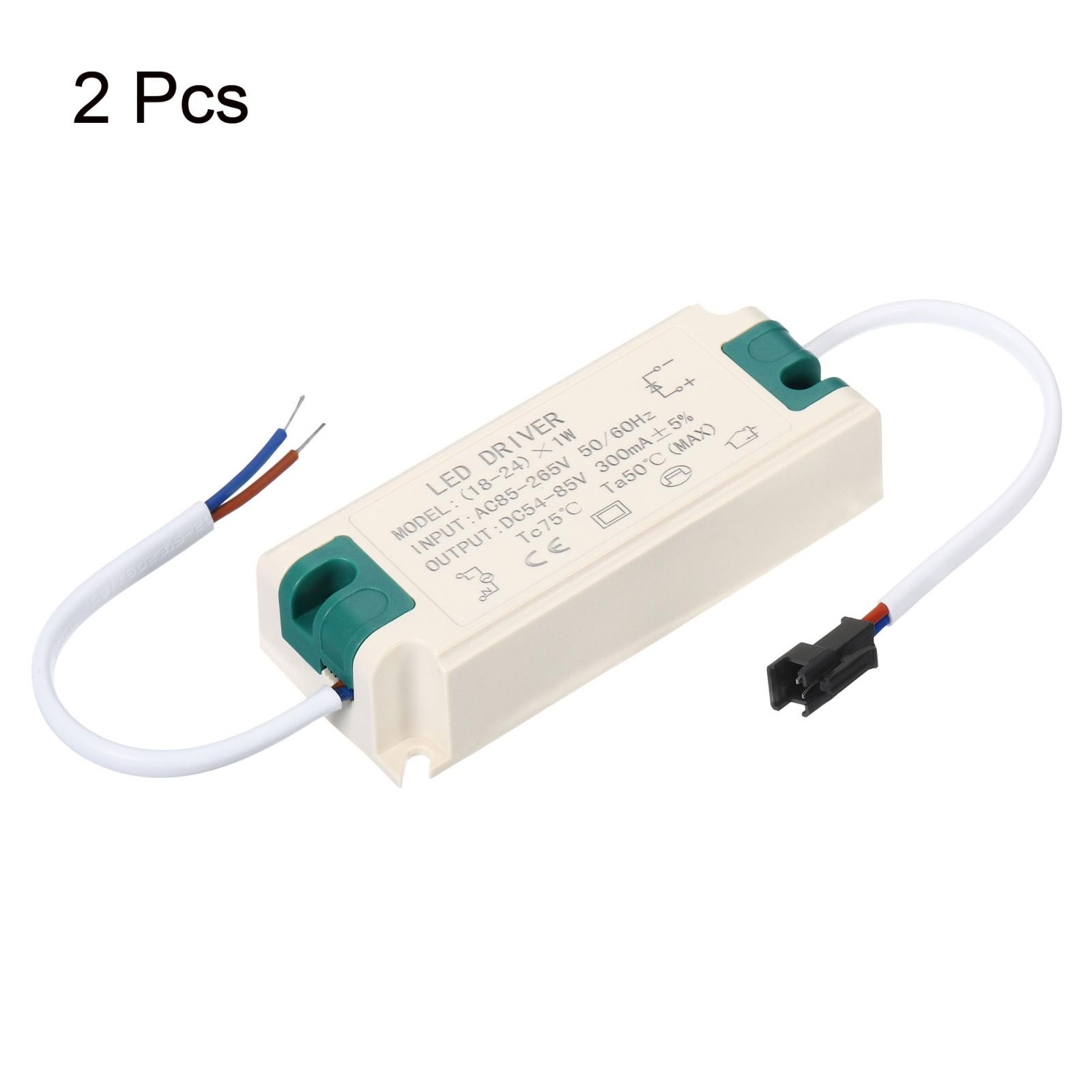 2pcs 18-24W 300mA LED Driver AC 85-265V Output 54-80V DC Male Connector gallery