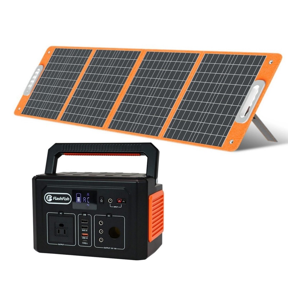 Flashfish Portable Power Station with Solar Panel, 400W Power Generator w/ Panel