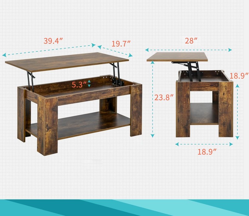 FDW Lift Coffee Table with Hidden Compartment and Storage Shelf Wooden Lift Tabl gallery