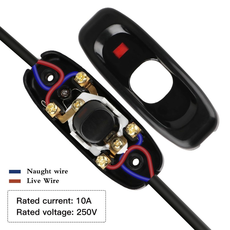 5 Pcs Inline Switch, Cord Appliance Black Switch, Button ON OFF for Lamp, 10A... gallery