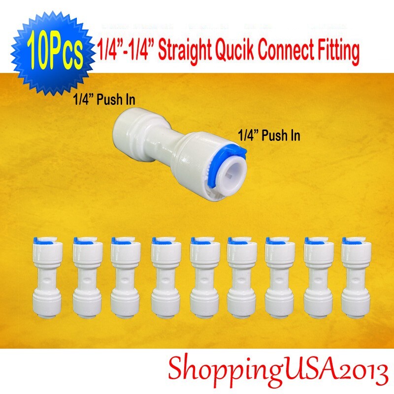 10 Pcs 1/4-1/4" Quick Connect Push In Connector Fittings Water Filter System gallery